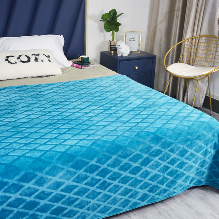 Manta de cama de felpa con rayas reversibles sólidas